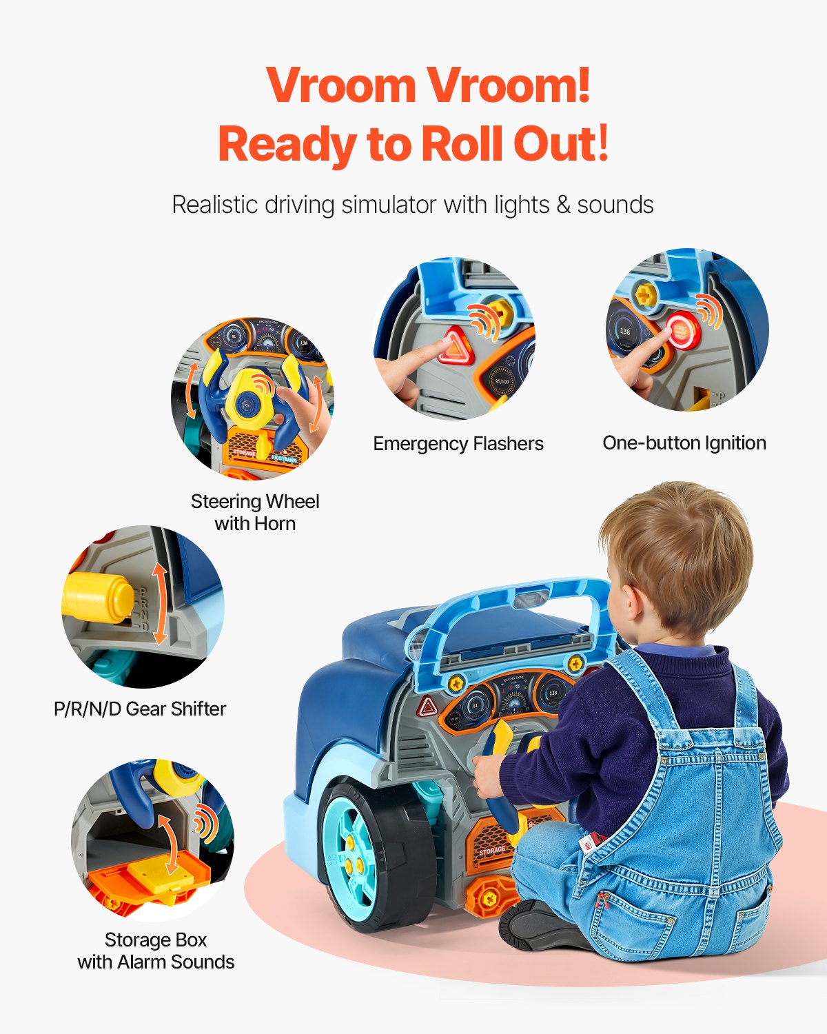 Engine Toy Kids Mechanic Car Repair Set With Removable Parts Blue