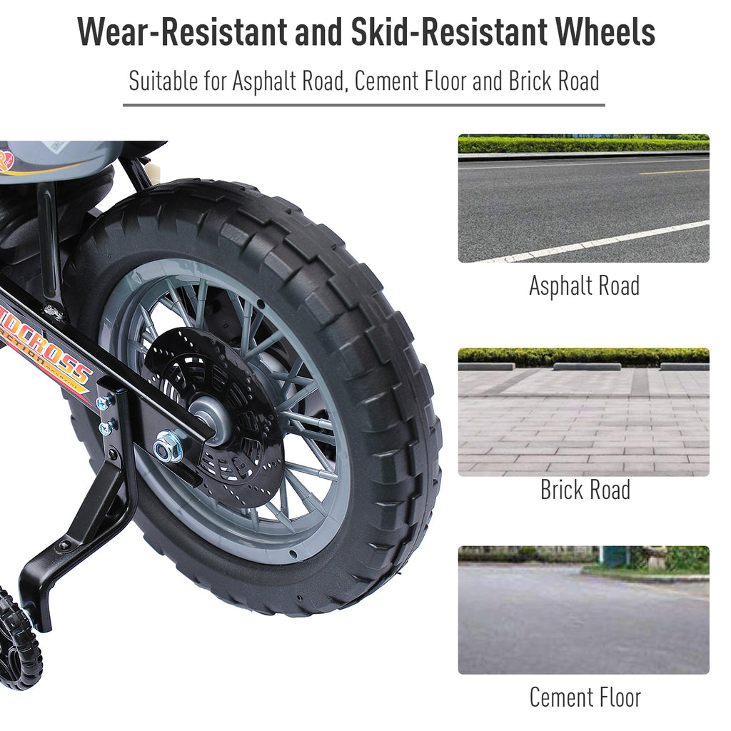 Kids 6V Electric Ride-On Motorcycle With Training Wheels, Battery-Powered, Red