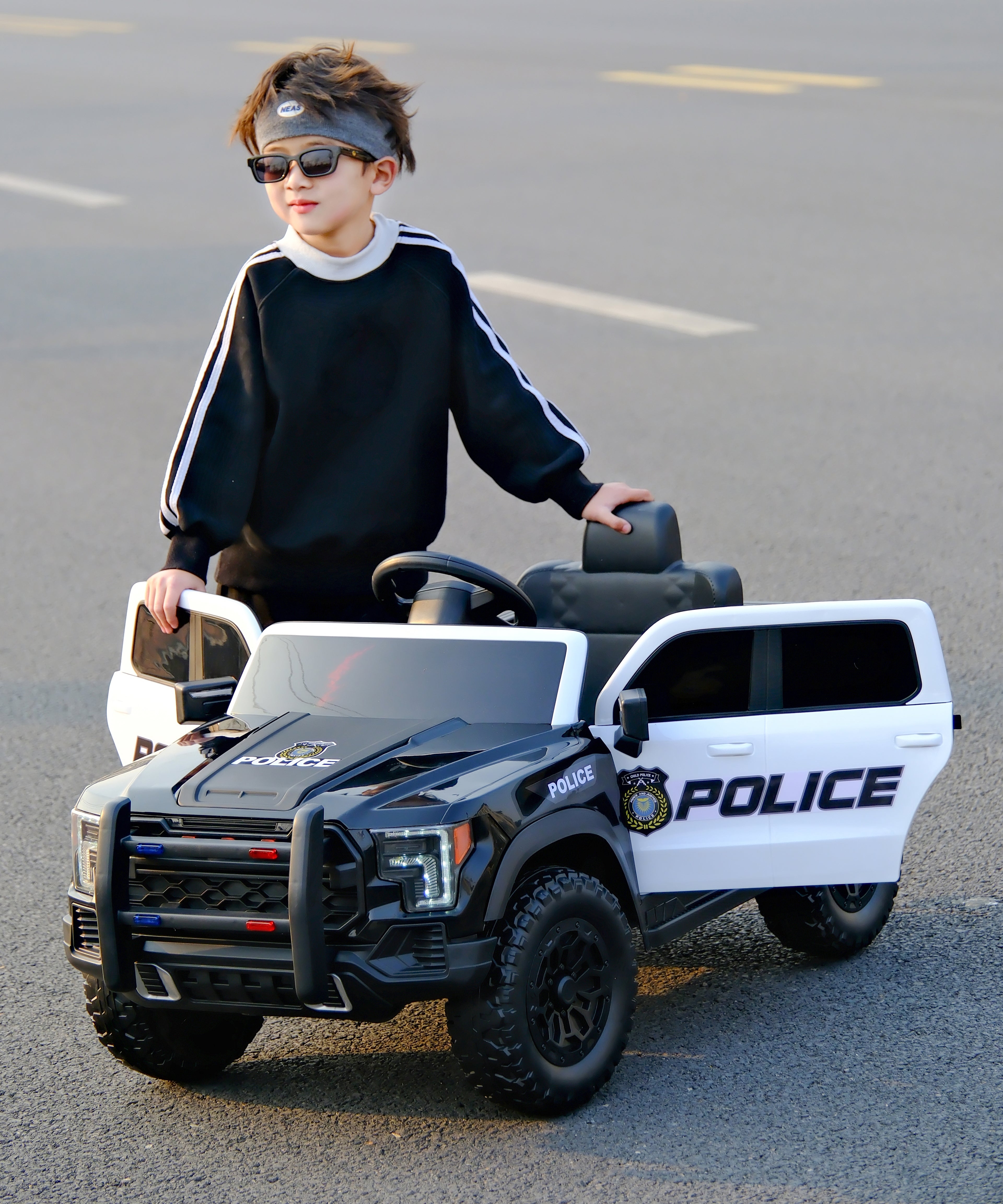Premium 12V Kids Ride-On Car With Double Doors & Dual Control - Black & White