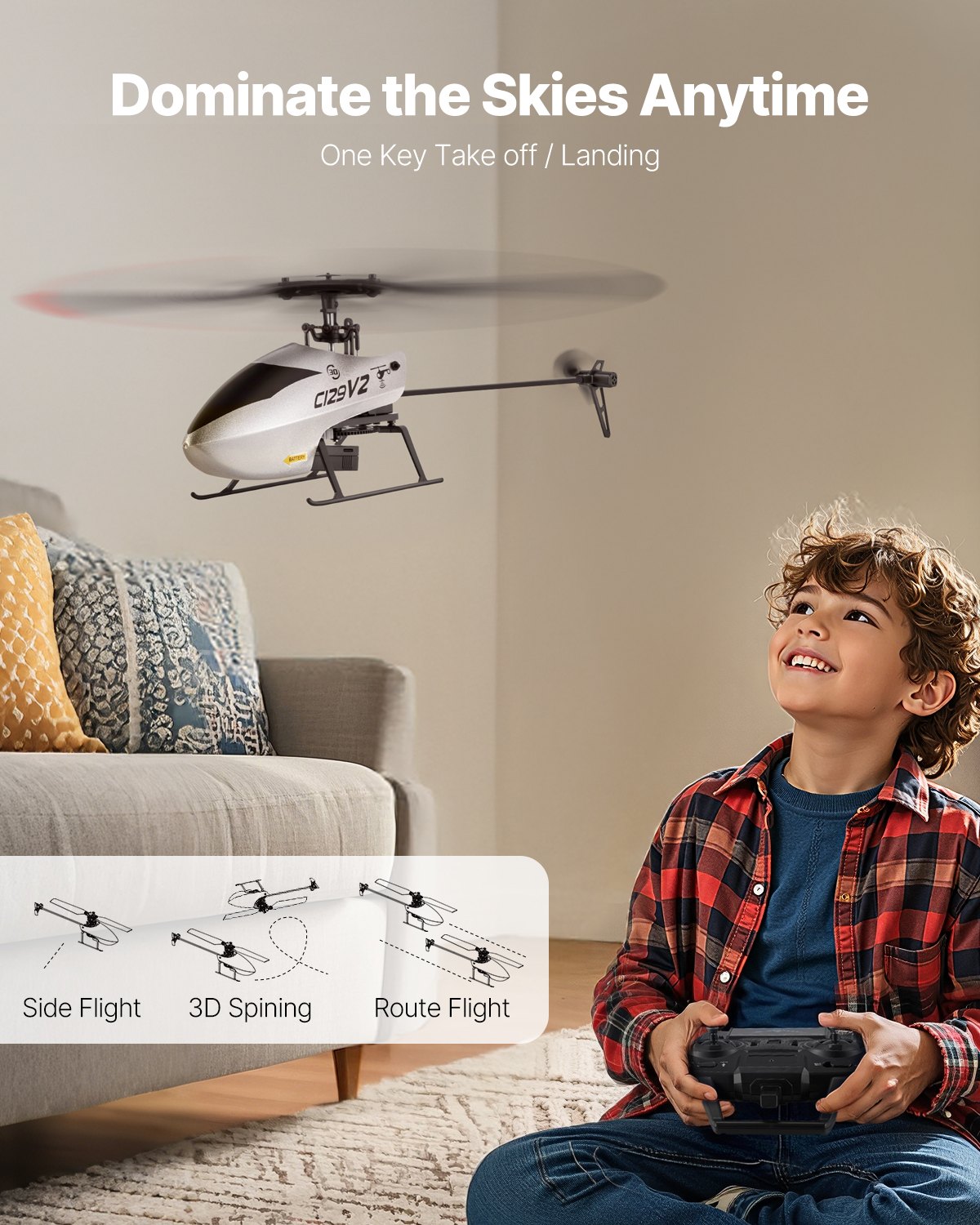 RC Helicopter 4 Channel Remote Control Aircraft Toy 39 Min Flight Kids Present