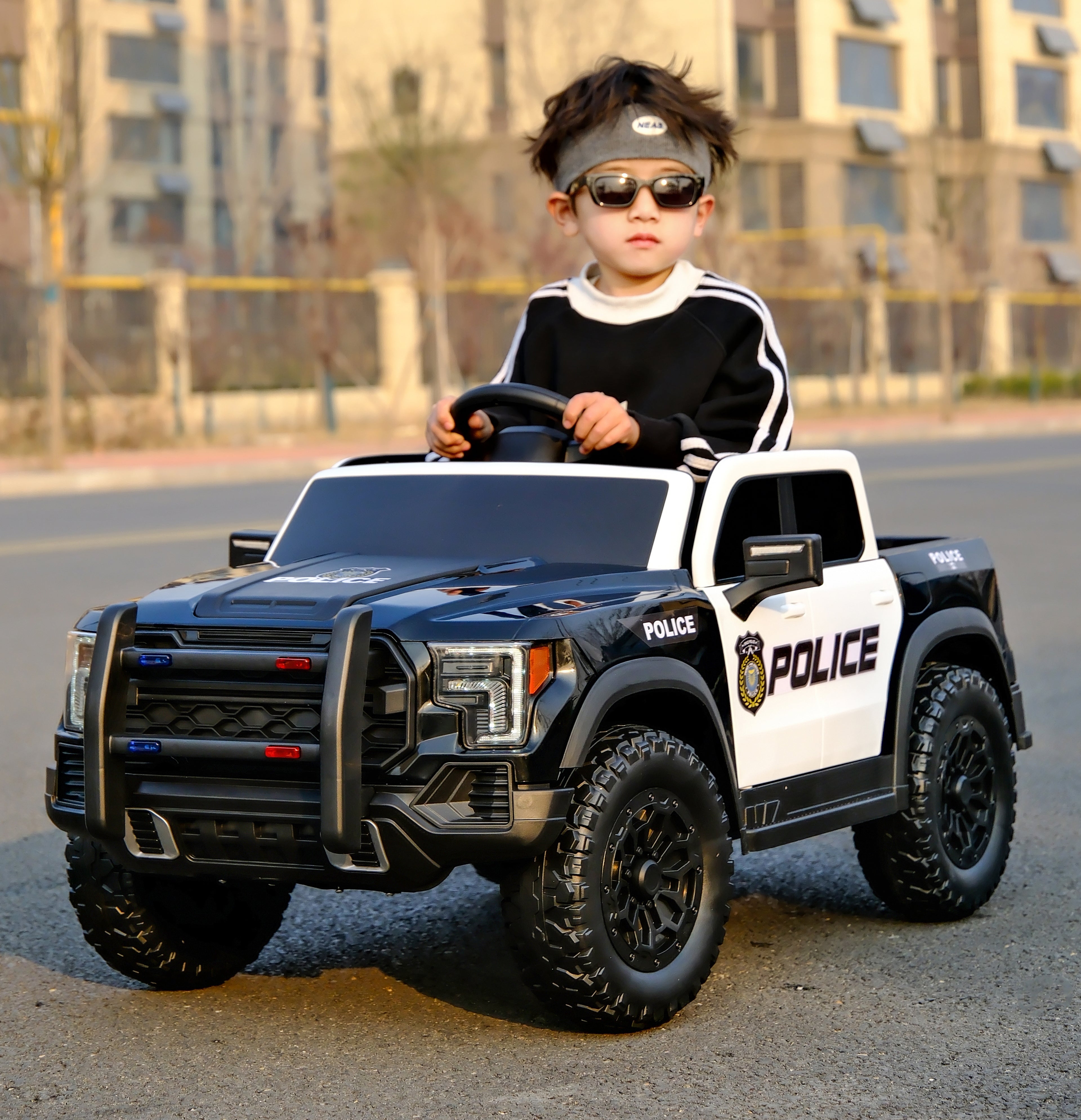 Premium 12V Kids Ride-On Car With Double Doors & Dual Control - Black & White