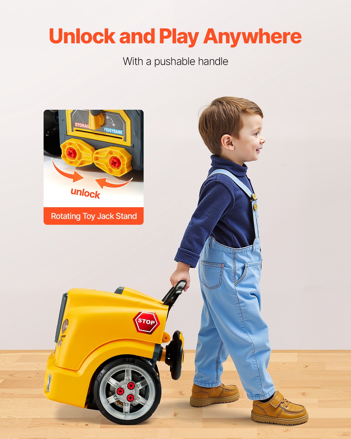 Engine Toy Kids Mechanic Car Repair Set With Removable Parts Yellow